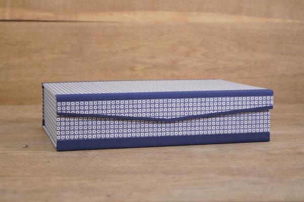 Box with blue linen edges Basti Handmade in Germany